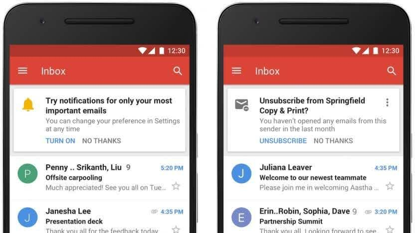 Функции Gmail позволяют людям легко отписаться от рассылок, которые они не хотят получать