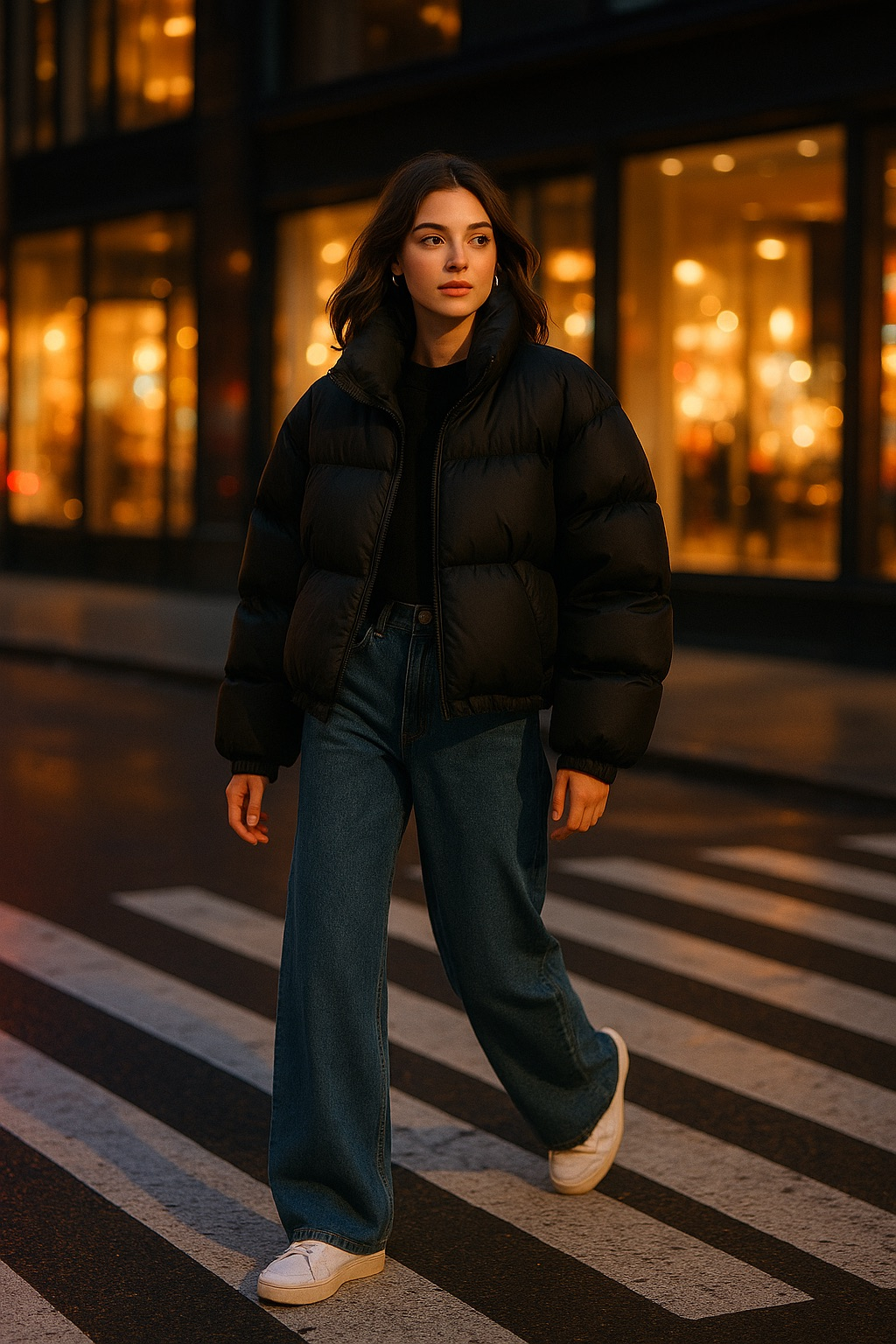 Девушка в куртке. Генерация сделана в артифике.