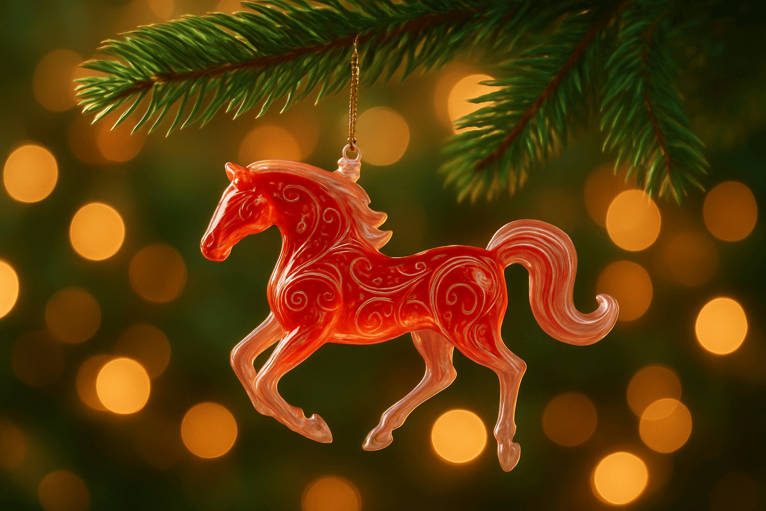 Огненная лошадь в виде ёлочной игрушки