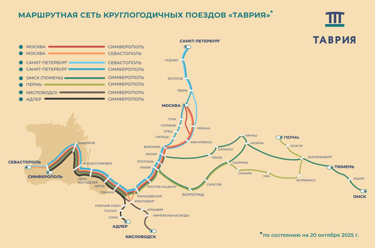 Билеты на поезд «Таврия» в Крым