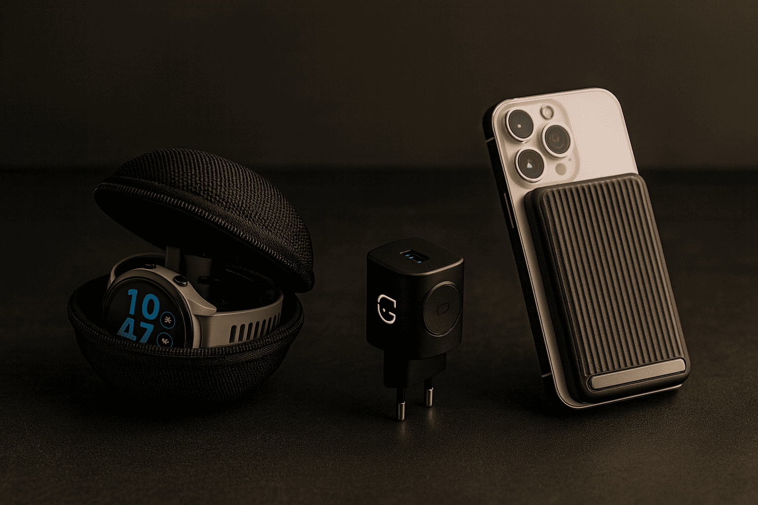 Практичный подарок: кейс для часов, зарядное устройство и магнитный Powerbank.