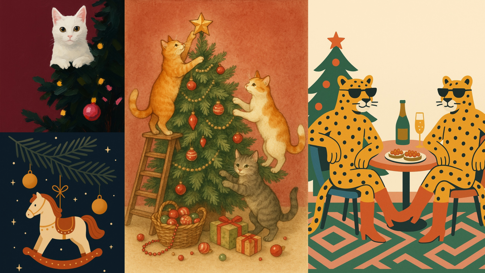 Новгодние открытки, сгенерированные в артифике