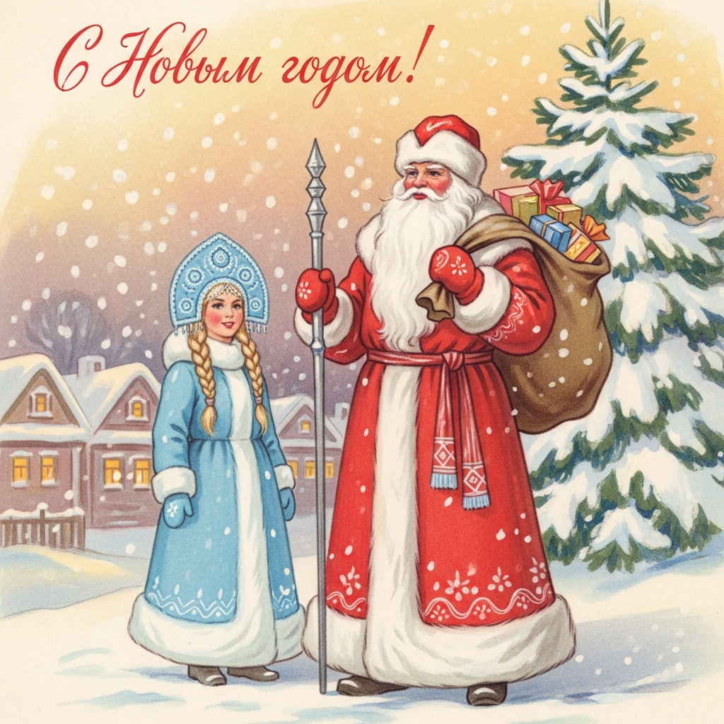 Новогодние открытки 1950 года