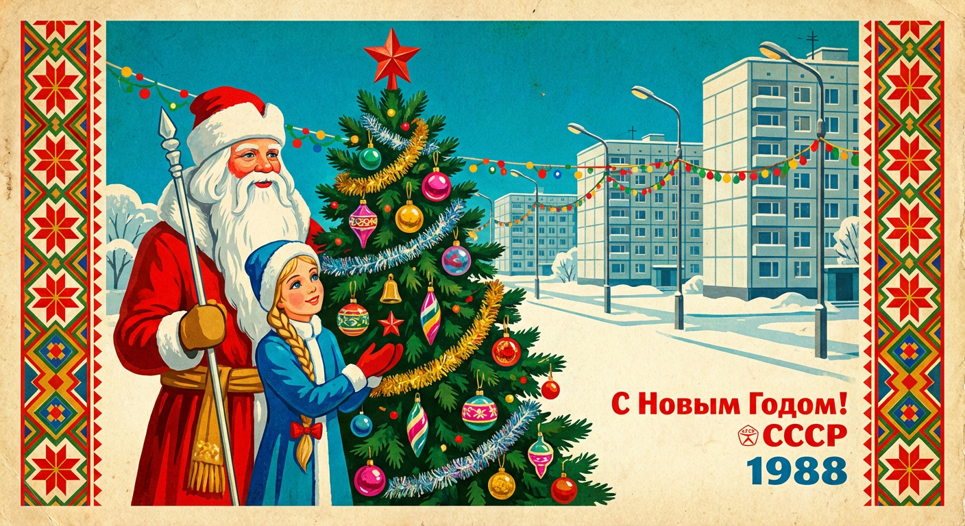 Новогодние открытки 1980-х годов