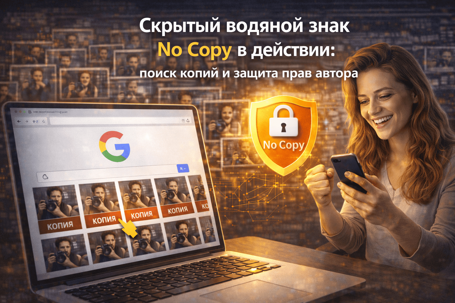 скрытый водяной знак no copy в действии