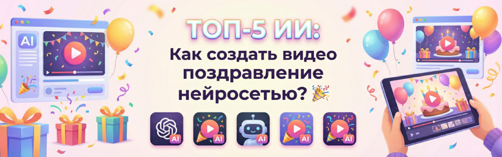 ТОП-5 ИИ: Как создать видео поздравление нейросетью? 🎉