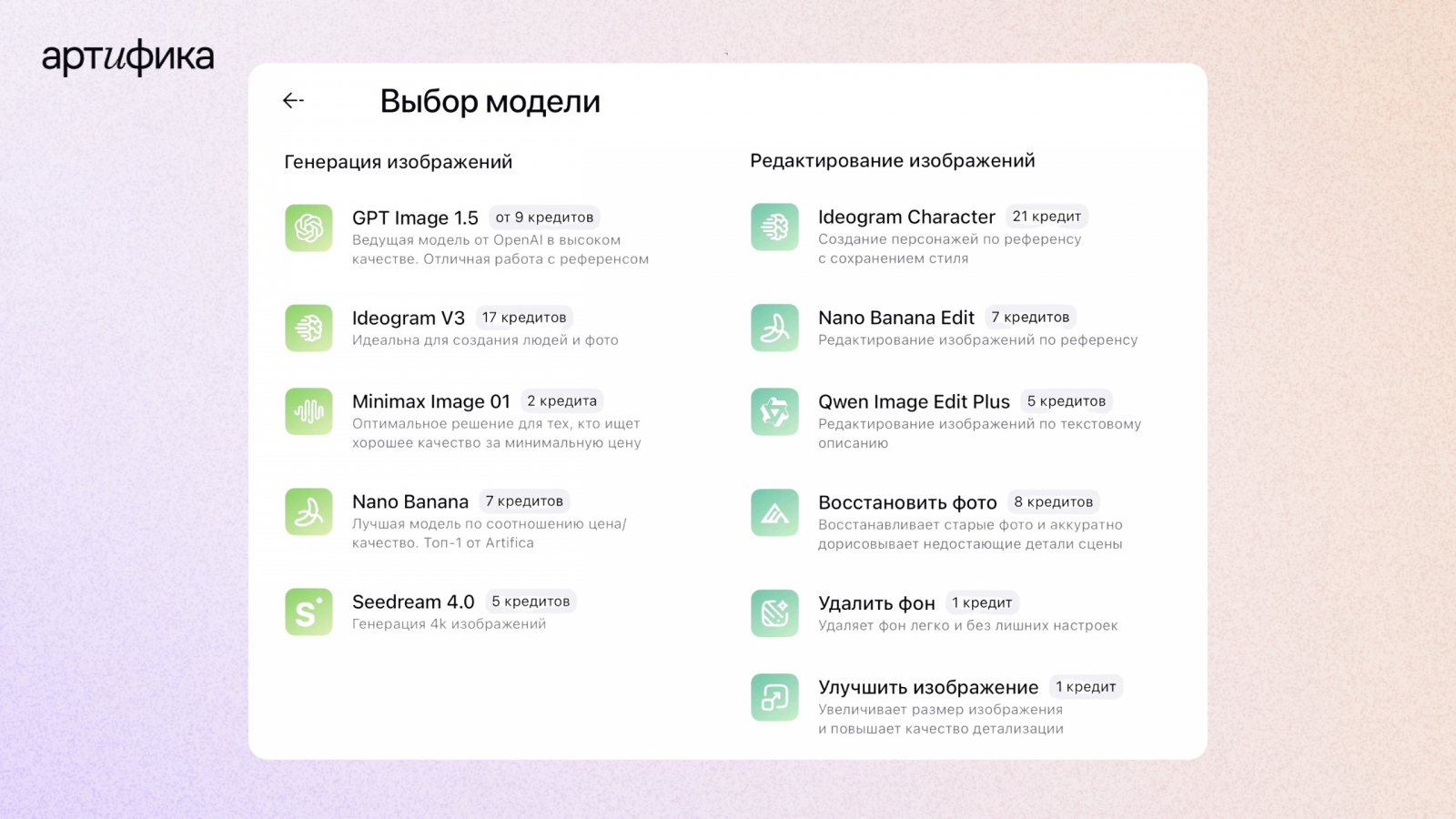 Новые функции редактирования изображений с помощью ИИ в Артифике