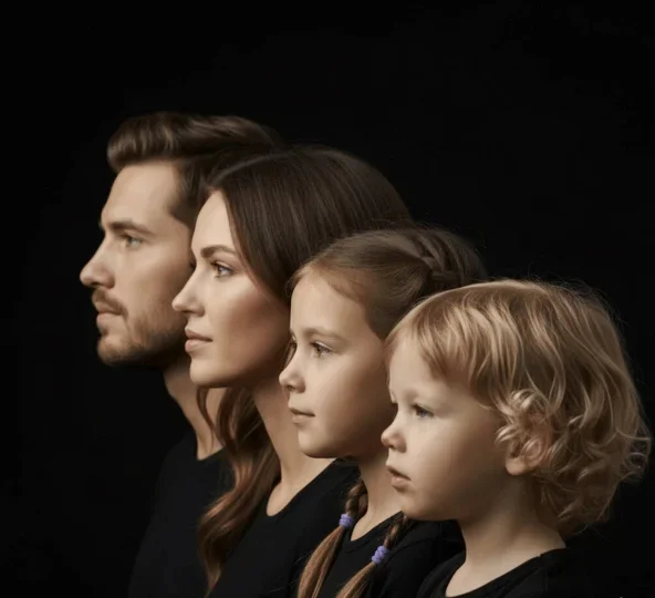 Самый классический и популярный дизайн техники "Портрет поколений"