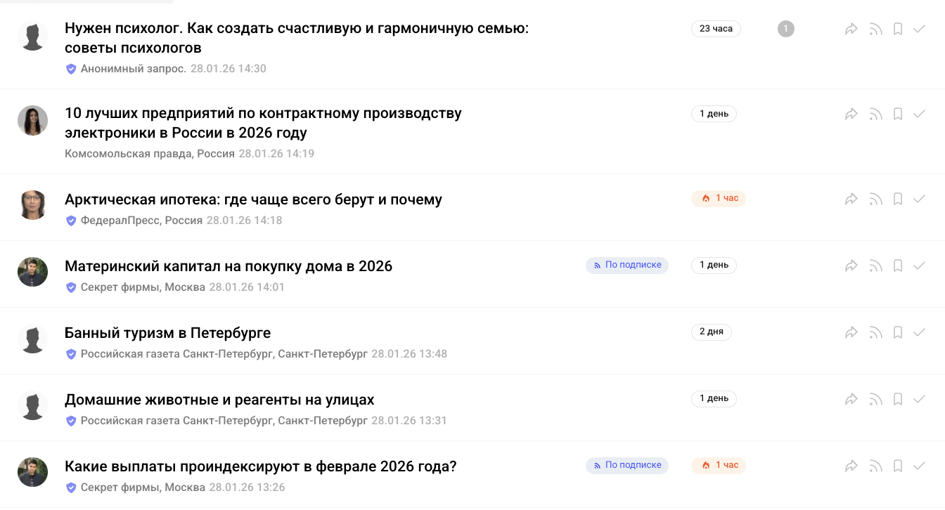 Примеры запросов СМИ