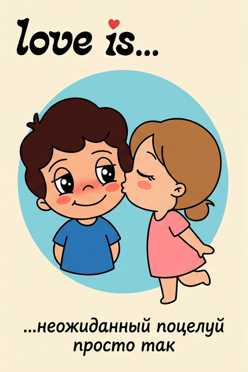 Сделать фото в стиле вкладыша "Love Is ..."