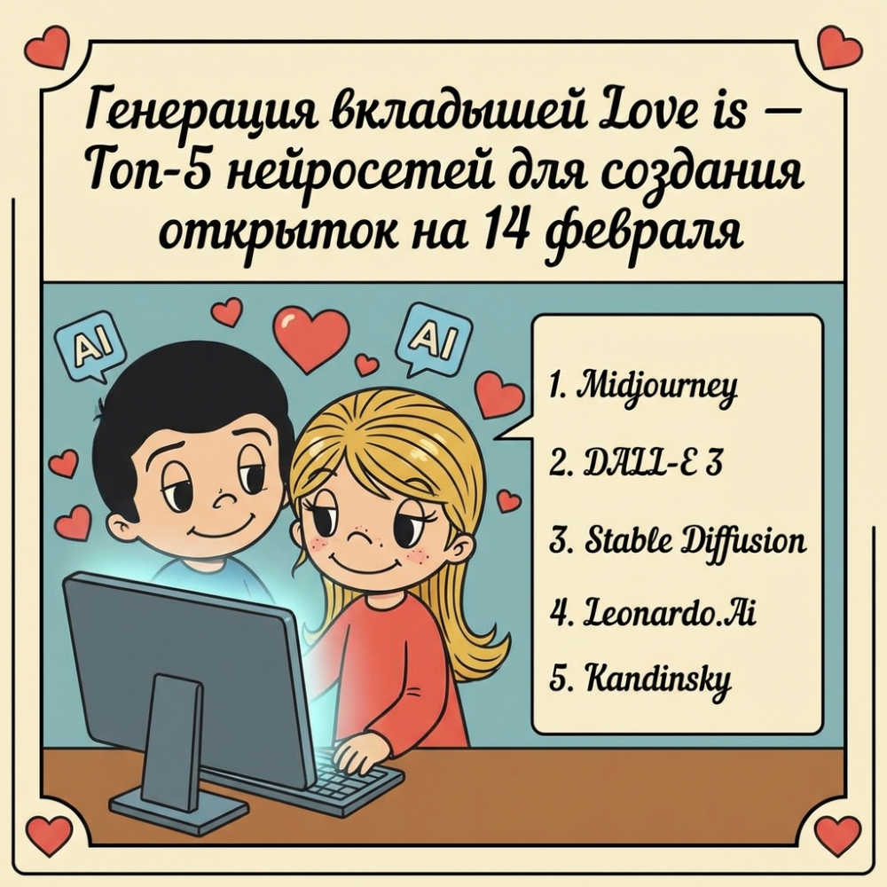 Генерация вкладышей Love is — Топ-5 нейросетей для создания открыток на 14 февраля