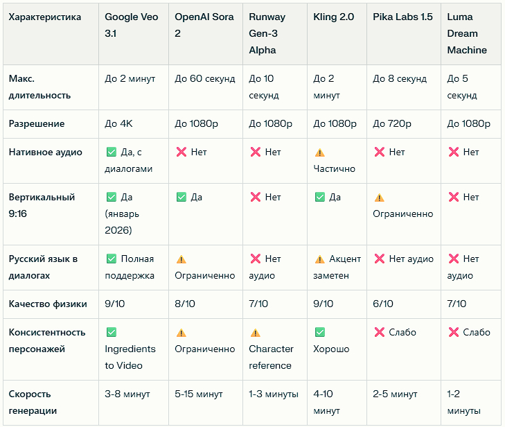 Veo 3.1 - лучший ИИ для генерации видео
