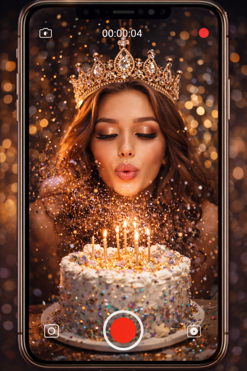 Как снять видео с задуванием торта с блестками и короной: от фото до вирусного ролика