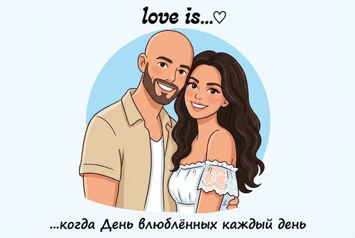 Открытка в стиле "Лав Из" на Валентинов день с самым простым промтом через Nano Banana PRO