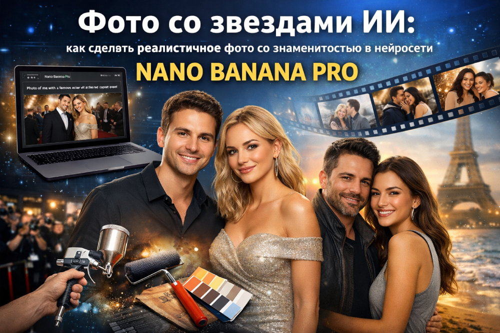 Фото со звездами ИИ: как сделать реалистичное фото со знаменитостью в нейросети Nano Banana Pro