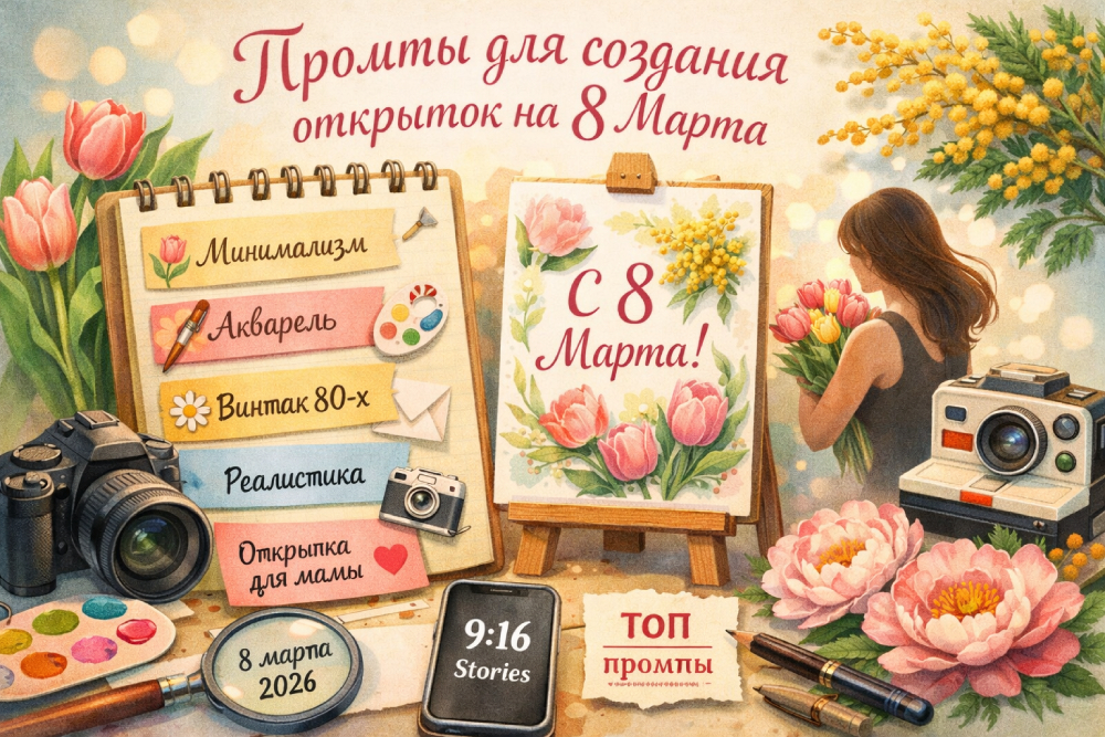 Промты для создания открыток на 8 марта — трендовые идеи для генерации в Nano Banana 2