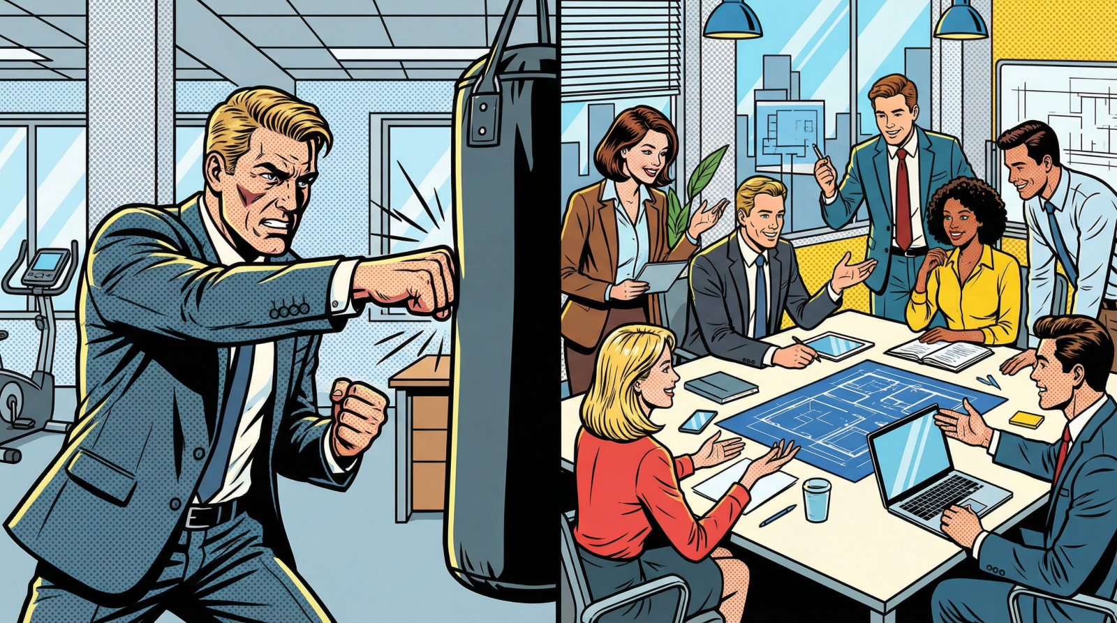 Спортсмены в офисе