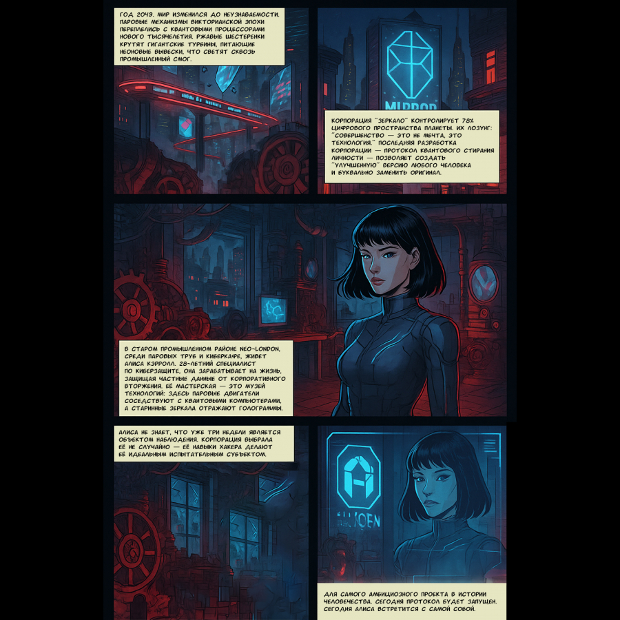 Нейрокомикс от KINETICA: «Алиса в Зазеркалье 2049: Протокол Стирания»