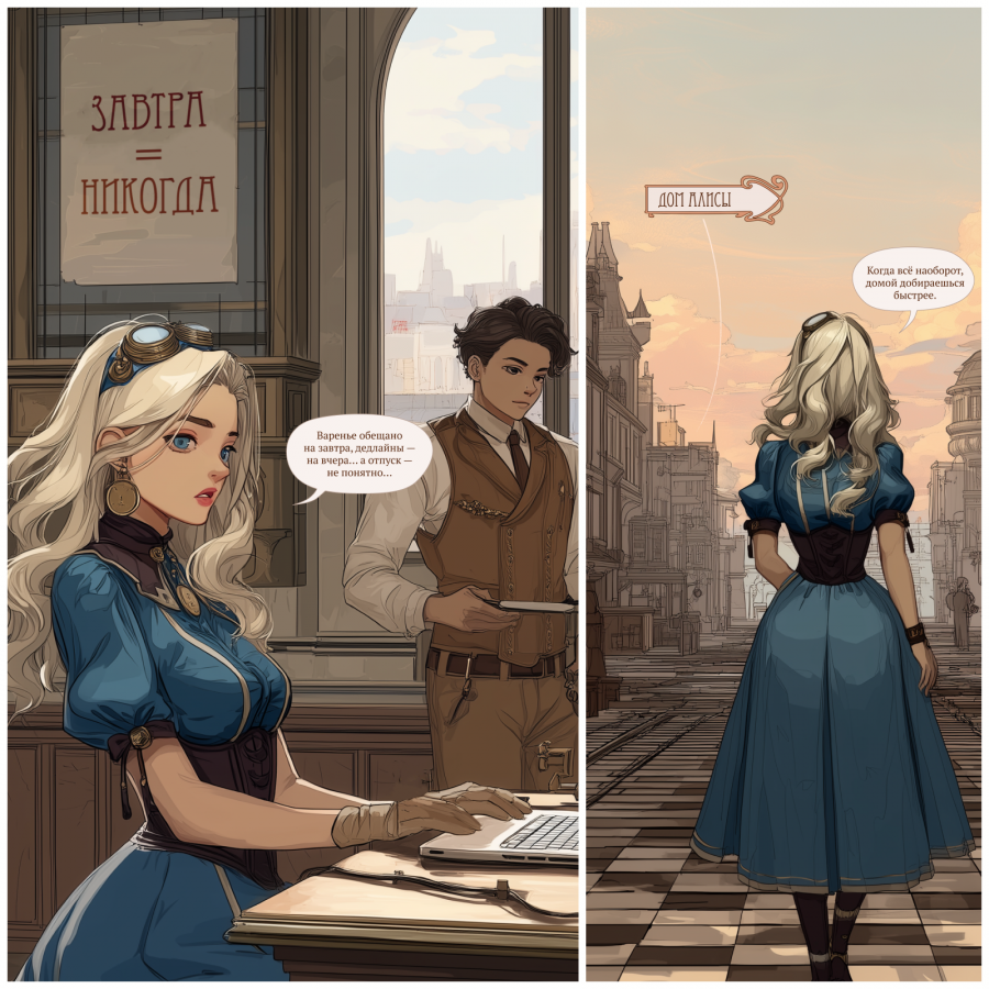 Нейрокомикс от Migel Agency: «Алиса в Зазеркалье 2049: Рабочий день»