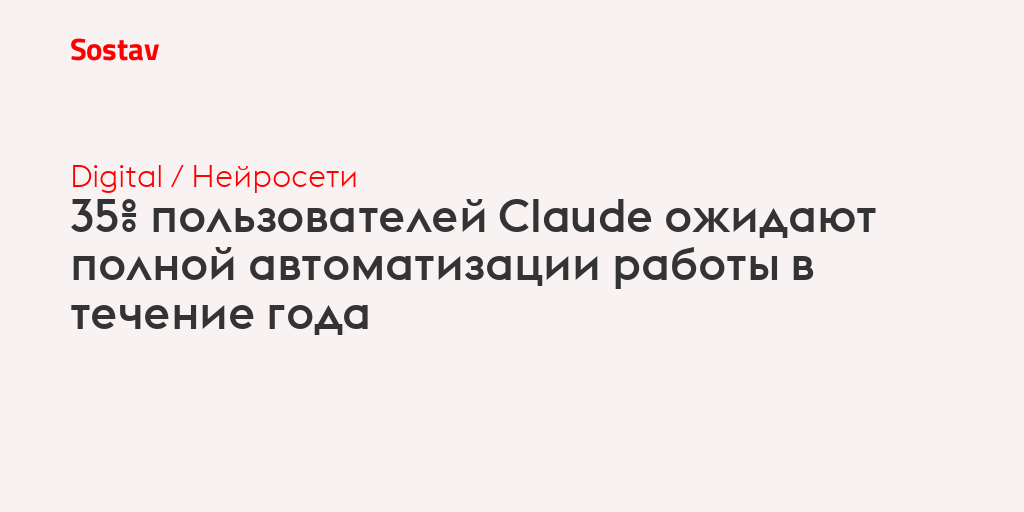 35% пользователей Claude ожидают полной автоматизации работы в течение года