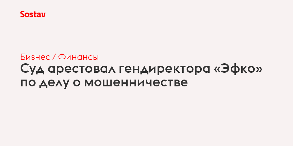 Суд арестовал гендиректора «Эфко» по делу о мошенничестве