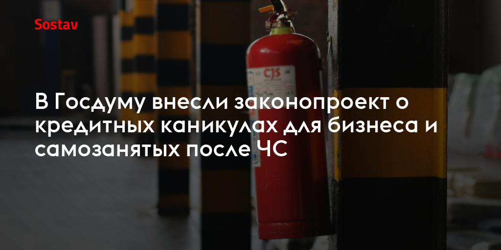 В Госдуму внесли законопроект о кредитных каникулах для бизнеса и самозанятых после ЧС